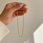 Divayra Designer Men's Mini Popcorn Chain in 18K Gold Finish with rounded textured chain design
