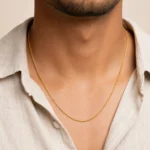 Divayra Designer Men's Mini Popcorn Chain in 18K Gold Finish with rounded textured chain design