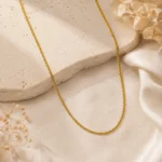 Divayra Designer Men's Mini Popcorn Chain in 18K Gold Finish with rounded textured chain design