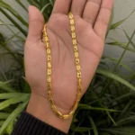 Divayra Designer Nawabi Chain for men in 22K Gold Finish with etched capsule block links and diamond-cut detailing