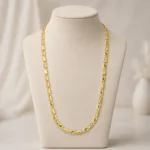 Divayra Designer Nawabi Chain for men in 22K Gold Finish with etched capsule block links and diamond-cut detailing