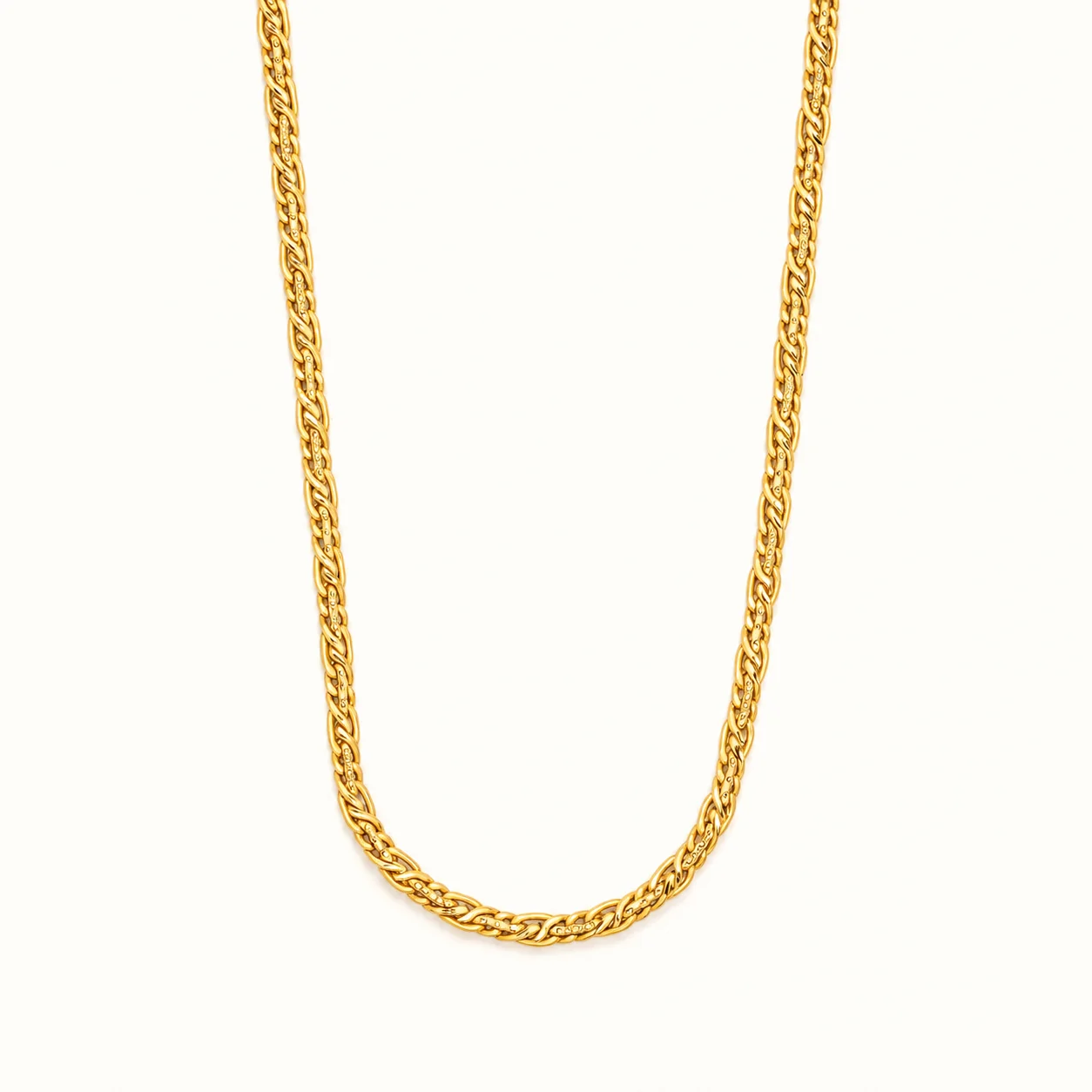 Divayra Designer Nawabi Foxtail Men’s Braided Pattern Chain in 22K Gold Finish with braided link pattern and diamond-cut detailing