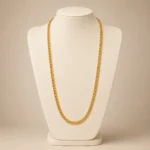 Divayra Designer Nawabi Foxtail Men’s Braided Pattern Chain in 22K Gold Finish with braided link pattern and diamond-cut detailing