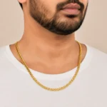 Divayra Designer Nawabi Foxtail Men’s Braided Pattern Chain in 22K Gold Finish with braided link pattern and diamond-cut detailing
