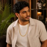 Divayra Designer Nawabi Foxtail Men’s Braided Pattern Chain in 22K Gold Finish with braided link pattern and diamond-cut detailing