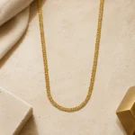 Divayra Designer Nawabi Foxtail Men’s Braided Pattern Chain in 22K Gold Finish with braided link pattern and diamond-cut detailing