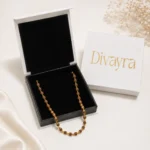 Divayra Designer Divine Rudraksha Mala for men in 18K Gold Finish with brown textured beads and golden cap detailing