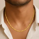 Divayra Etched Designer Nawabi Chain With Diamond Cut detailing in 22K Gold Finish with etched biscuit block links