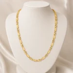Divayra Etched Designer Nawabi Chain With Diamond Cut detailing in 22K Gold Finish with etched biscuit block links