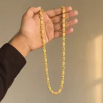 Divayra Etched Designer Nawabi Chain With Diamond Cut detailing in 22K Gold Finish with etched biscuit block links