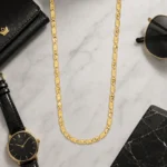 Divayra Etched Designer Nawabi Chain With Diamond Cut detailing in 22K Gold Finish with etched biscuit block links