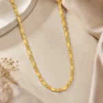 Divayra Etched Designer Nawabi Chain With Diamond Cut detailing in 22K Gold Finish with etched biscuit block links