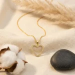 Divayra Eternelle Open Heart Box Chain Necklace with clear pavé CZ stones and polished gold-tone Venetian chain (8)