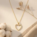 Divayra Eternelle Open Heart Box Chain Necklace with clear pavé CZ stones and polished gold-tone Venetian chain (8)