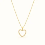 Divayra Eternelle Open Heart Box Chain Necklace with clear pavé CZ stones and polished gold-tone Venetian chain (8)