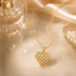 Divayra-Evermore-Quilted-Heart-Cable-Chain-Necklace-with-clear-CZ-stones-and-polished-gold-tone-lattice-pendant