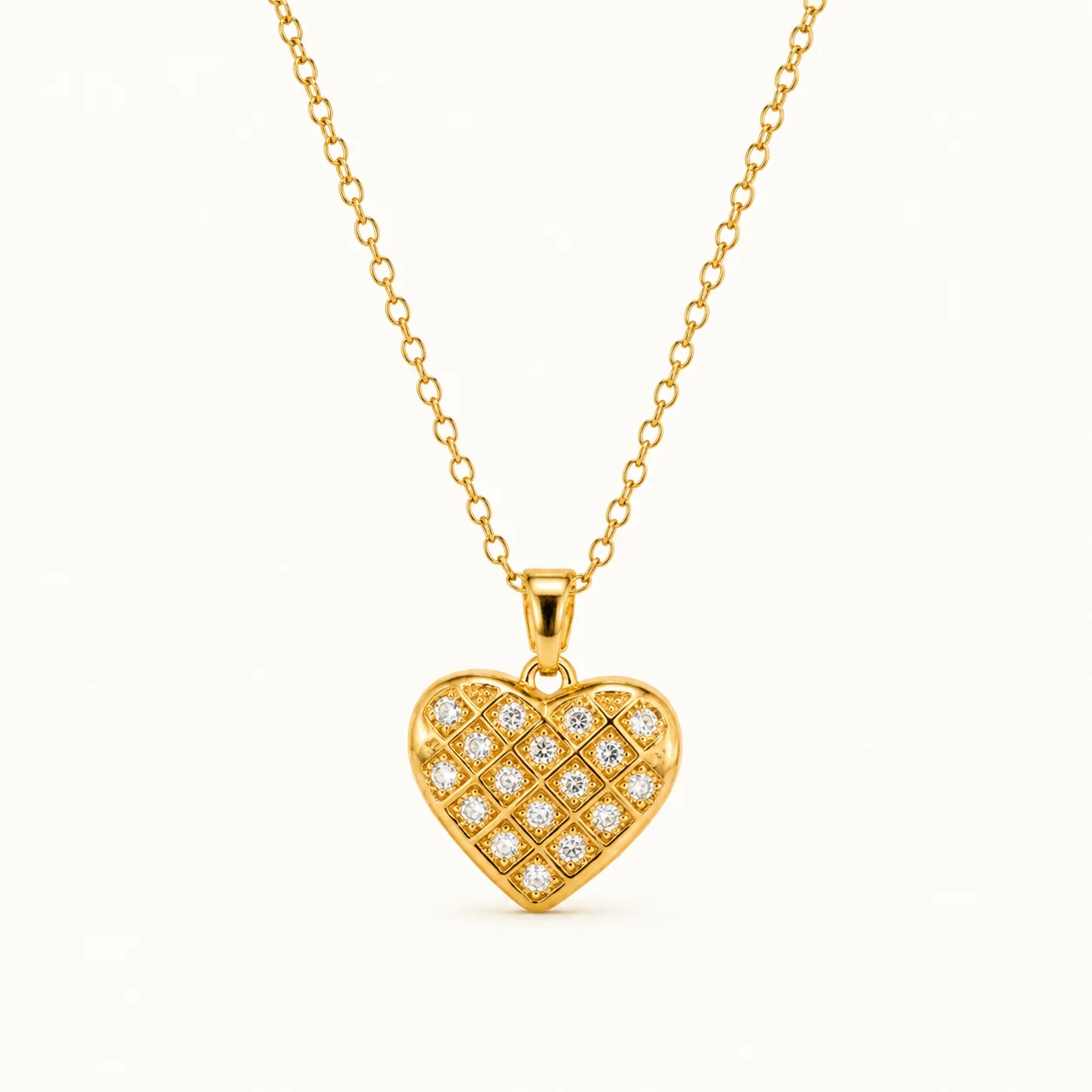 Divayra-Evermore-Quilted-Heart-Cable-Chain-Necklace-with-clear-CZ-stones-and-polished-gold-tone-lattice-pendant