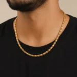 Designer 18K Gold Finish Spiral Block Link Chain For Men - Image 2