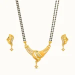 Elegant Twisted Leaf 1-Gram Gold-Plated CZ Designer Mangalsutra Set with Matching Earrings