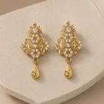 Gold Floral Drop Earrings - Image 5