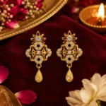 Gold Floral Drop Earrings - Image 4