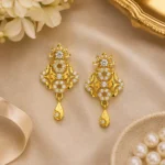 Gold Floral Drop Earrings - Image 7