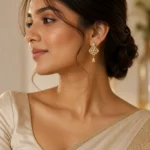 Gold Floral Drop Earrings - Image 3