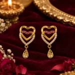 Heart Drop Earrings with Pink & White Cubic Zirconia - Image 4