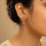 Heart Drop Earrings with Pink & White Cubic Zirconia - Image 2