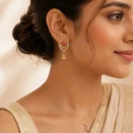 Heart Drop Earrings with Pink & White Cubic Zirconia - Image 3