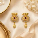 Ruby Drop Earrings with Cubic Zirconia - Image 5