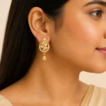 Teardrop Drop Earrings with Sparkling Cubic Zirconia - Image 2