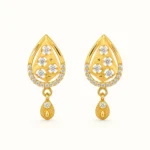 Gold Teardrop Drop Earrings with Sparkling AAA Cubic Zirconia Stones and Leaf Dangle for WomenGold Teardrop Drop Earrings with Sparkling AAA Cubic Zirconia Stones and Leaf Dangle for Women