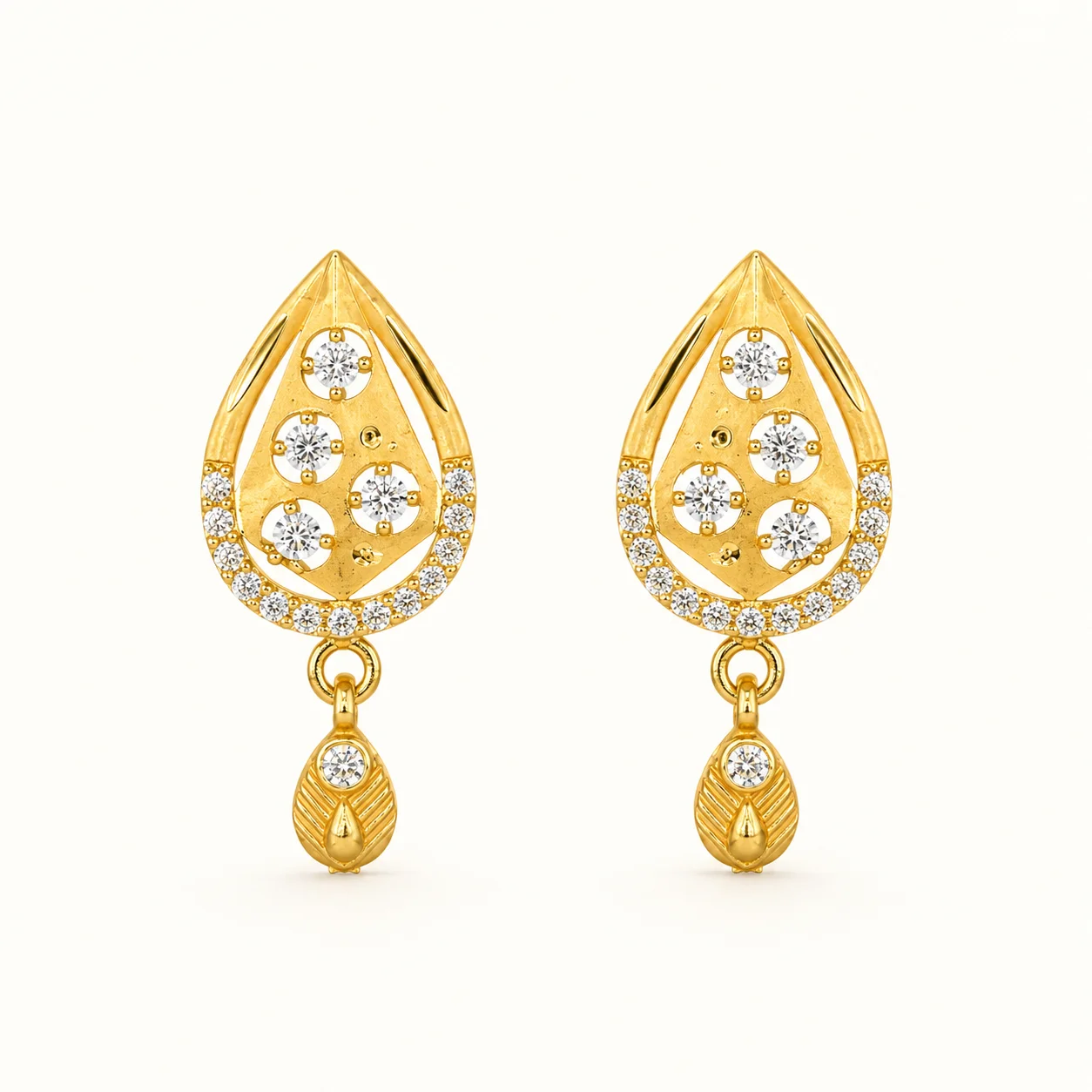 Gold Teardrop Drop Earrings with Sparkling AAA Cubic Zirconia Stones and Leaf Dangle for Women Gold Teardrop Drop Earrings with Sparkling AAA Cubic Zirconia Stones and Leaf Dangle for WomenGold Teardrop Drop Earrings with Sparkling AAA Cubic Zirconia Stones and Leaf Dangle for Women