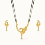 Golden Curl Elegance 1-Gram Gold-Plated CZ Designer Mangalsutra Set with Matching Earrings