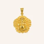 Lord Ganesha Pendant in 18K Gold Finish with Radiant Halo Design for Men