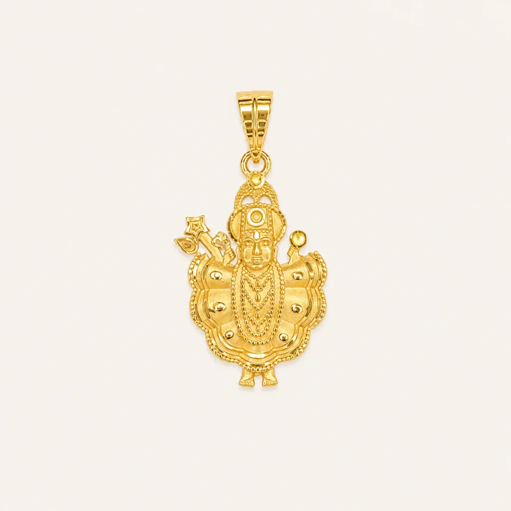 Lord Murugan Pendant in 18K Gold Finish with Sacred Vel Design for Men