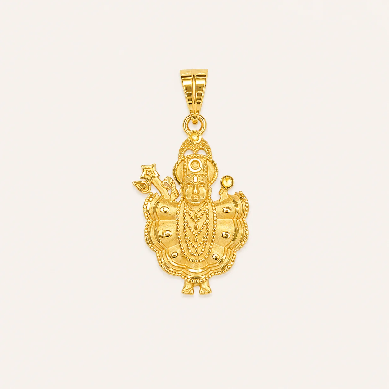 Lord Murugan Pendant in 18K Gold Finish with Sacred Vel Design for Men