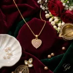 Pink CZ Heart Box Chain Necklace with pink pavé stones, clear CZ halo and polished gold-tone Venetian chain (1)