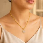 Pink CZ Heart Rope Chain Necklace with pink pavé stones, clear CZ halo and gold-tone finish