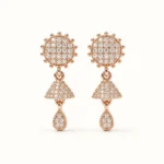 Rose Gold Jhumka Drop Earrings with Cubic Zirconia Stones and Teardrop Dangle for Women