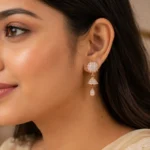 Jhumka Drop Earrings with Cubic Zirconia - Image 2