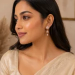Jhumka Drop Earrings with Cubic Zirconia - Image 3