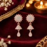 Jhumka Drop Earrings with Cubic Zirconia - Image 4