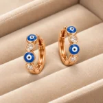 Evil Eye (Nazar) Huggie Hoop Earrings - Image 6