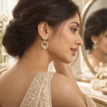 Floral Halo Drop Earrings – 18K Gold Finish - Image 4