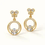 Floral Halo Drop Earrings – 18K Gold Finish - Image 6