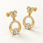 Floral Halo Drop Earrings – 18K Gold Finish - Image 7