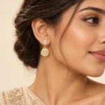 Aurora Halo Geometric Gold Drop Earrings - Image 2