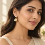 Aurora Halo Geometric Gold Drop Earrings - Image 4